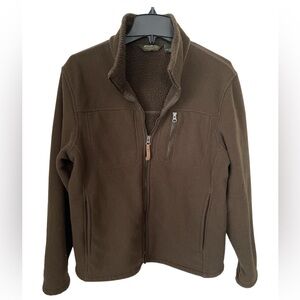 Eddie Bauer Men’s Ribbed Zip Jacket Sherpa Lined Size M Olive Grn/Brown Pockets